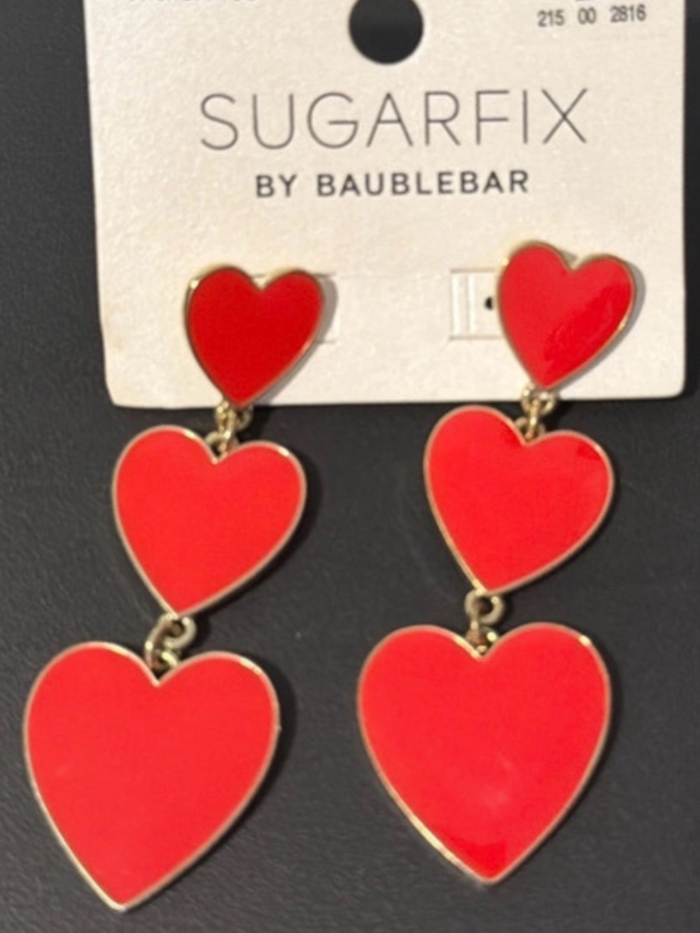 BAUBLEBAR Valentine Love Linear Progressive Red Heart Dangle Earrings NEW NWT